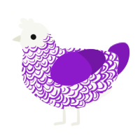A white and violet chicken with a double-lace pattern