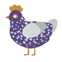 A overcast and silver chicken with a speckle pattern