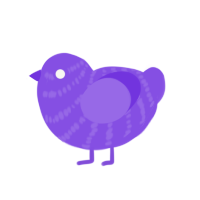 A blurple chicken with a bar pattern