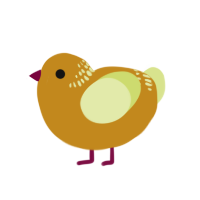 A ochre and lemon chicken with a neck-band pattern
