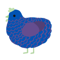 A ultramarine and overcast chicken with a lace pattern