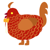 Infir, a red and brown chicken with a lace pattern