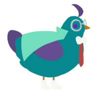 A teal and overcast chicken