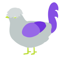 A silver and blurple chicken