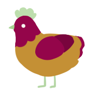 A gold and maroon chicken with a head pattern