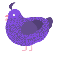 A blurple and overcast chicken with a double-lace pattern
