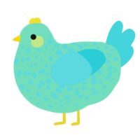A mint and aqua chicken with a speckle pattern