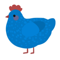 A sapphire chicken with a speckle pattern