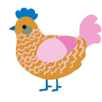 A orange and pink chicken with a lace pattern