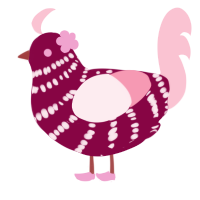 A maroon and rose chicken with a bar pattern