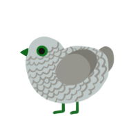 A silver and ash chicken with a lace pattern
