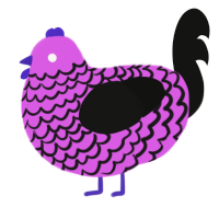 A orchid and black chicken with a lace pattern