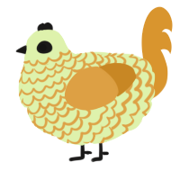 A apple and orange chicken with a lace pattern