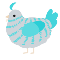A mist and aqua chicken with a bar pattern