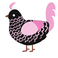 A black and pink chicken with a lace pattern