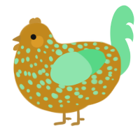 A ochre and spring chicken with a speckle pattern