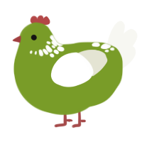 Fancy Pear, a chartreuse and white chicken with a neck-speckle pattern