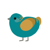 A teal and gold chicken with a neck-band pattern
