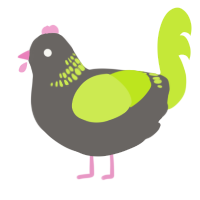 A grey and lime chicken with a neck-band pattern