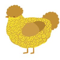 A yellow and gold chicken with a double-lace pattern