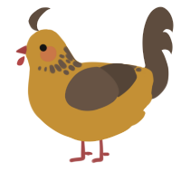 A gold and bark chicken with a neck-speckle pattern