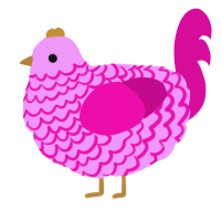 A lavender and fuchsia chicken with a lace pattern