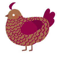 A brown and maroon chicken with a lace pattern