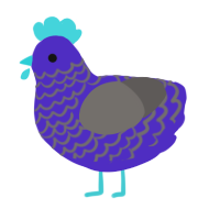 A indigo and grey chicken with a lace pattern