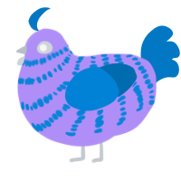 A lilac and sapphire chicken with a bar pattern