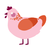 A rose and vermilion chicken with a neck-speckle pattern