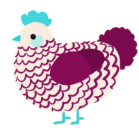 A cream and wine chicken with a lace pattern