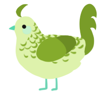 A apple and chartreuse chicken with a half-lace pattern