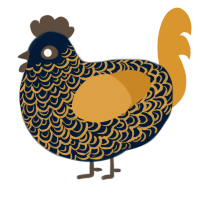 A tumblr and orange chicken with a double-lace pattern