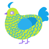 A lime and sky chicken with a lace pattern