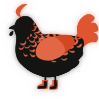 A black and vermilion chicken with a half-lace pattern