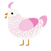 A white and pink chicken with a lace pattern