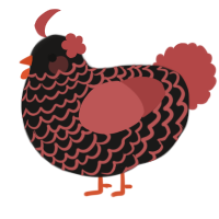 A sable and red chicken with a lace pattern