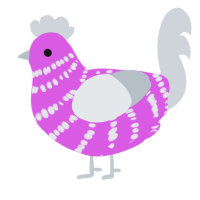 A orchid and mist chicken with a bar pattern