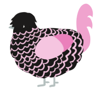A sable and pink chicken with a lace pattern