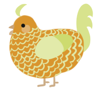 A orange and lemon chicken with a lace pattern