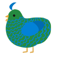 A viridian and sapphire chicken with a lace pattern