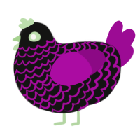 A black and plum chicken with a lace pattern