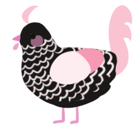 A sable and rose chicken with a lace pattern