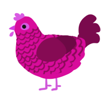 Hoffman, a fuchsia and wine chicken with a lace pattern