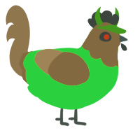 ONE EGGS, a fuchsia and ash chicken with a head pattern