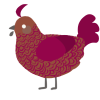 A russet and maroon chicken with a double-lace pattern