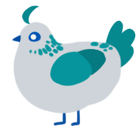 TRON, a mist and teal chicken with a neck-speckle pattern