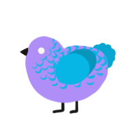 A lilac and cerulean chicken with a half-lace pattern