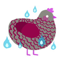 Hamlet, a ash and maroon chicken with a lace pattern