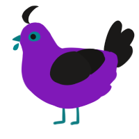Her Empty, a violet and sable chicken